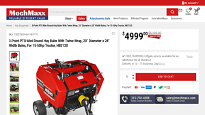 MechMaxx - 3-Point PTO Mini Round Hay Baler