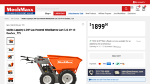 MechMaxx - 660lbs Capacity Gas Powered Mini Dumper T25