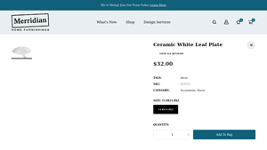 Merridian - Ceramic White Leaf Plate