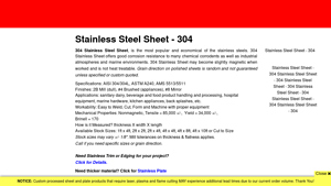 Metals Depot - T304 Stainless Steel Sheet