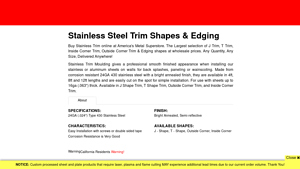 Metals Depot - Stainless Steel Trim Shapes & Edging