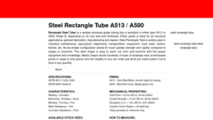MetalsDepot® - Rectangle Steel Tube A513/A500