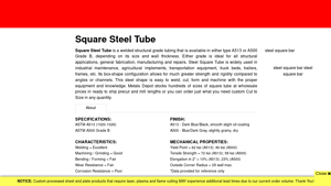 Metals Depot - Steel Square Tube