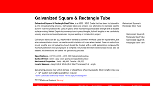 MetalsDepot® - Galvanized Steel Tubes