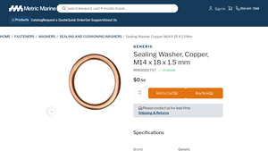 Generic - Sealing Washer, Copper M14 x 18 x 1.5 mm