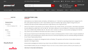 Microbattery - LR43 Alkaline Button Cell Battery