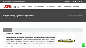 MicroHydroTechnic - Single Acting Hydraulic Cylinders