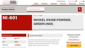 Micron Metals - Green Nickel Oxide Powder