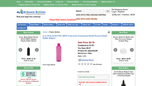 Silgan - 8 oz. Pink PET Bullet Round Bottle