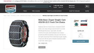 Midwest Traction - Wide Base Super Single Tire Chains
