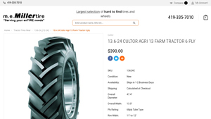 Miller Tire - Cultor Agri 13 Farm Tractor Tire