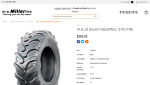 Galaxy - 19.5L-24 EZ Rider Industrial Backhoe Tire