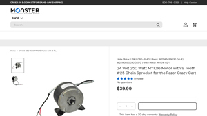 Monster Scooter Parts - 24V 250W MY1016 Motor