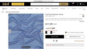 Mood Fabrics - Royal Blue Polyester Netting