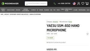 Yaesu - SSM-85D Hand Microphone