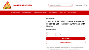 More Prepared - Halal Certified MRE Pallet of 720 Meals