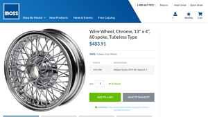 MWS DUNLOP WHEELS - Chrome Wire Wheel 13 x 4