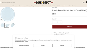 MRE Depot - Plastic Reusable Lids for #10 Cans