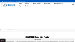 Mwalloys - UDIMET 720 Nickel Alloy Powder