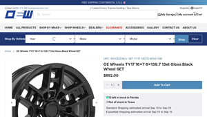 OE Wheels - TY17 16x7 Gloss Black Wheel SET