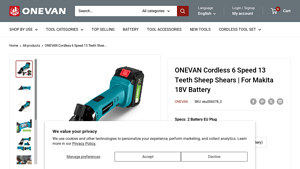 ONEVAN - Cordless 6 Speed Sheep Shears