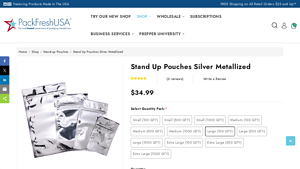 PackFreshUSA - Stand Up Pouches Silver Metallized