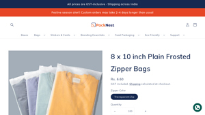 PackNest - 8 x 10 inch Plain Frosted Zipper Bags
