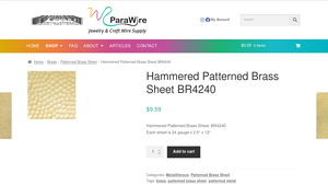 Parawire - Hammered Patterned Brass Sheet BR4240