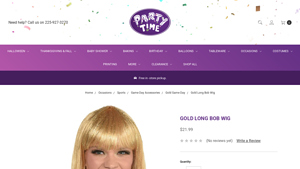 Party Time - Gold Long Bob Wig