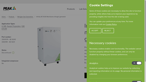 Peak Scientific - Infinity XE 5030 Membrane Nitrogen Generator