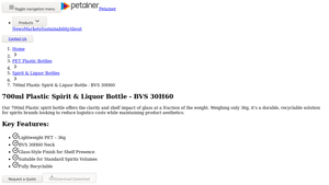 Petainer - 700ml Plastic Spirit Bottle