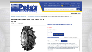 BKT - 9.5-16 TR-171 Deep Tread Farm Tractor Tire