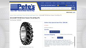 BKT - 8.3-24 TR-135 Farm Tractor Tire