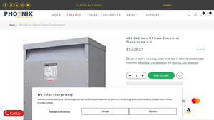 Phoenix Phase Converters - 3 Phase 480v To 240v Transformer