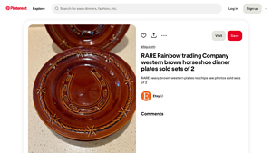 RARE Rainbow Trading Company - Western Brown Horseshoe Dinner Plates
