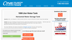 Plastic Water Tanks - 1000 Liter Horizontal Storage Tank