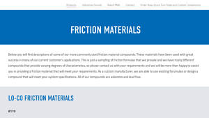 PMA Friction Products - Lo-Co Friction Materials