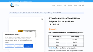 PolyBattery - LP251328 Lithium Polymer Battery