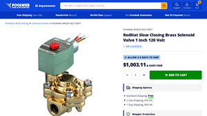 RedHat - Slow Closing Brass Solenoid Valve 1 Inch 120V
