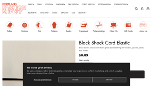 Portland Fashion Supply - Black Shock Cord Elastic