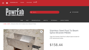 Powrfab - Stainless Steel Post to Beam Splice Bracket PBS66