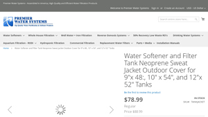 Premier Water Systems - Water Softener and Filter Tank Neoprene Sweat Jacket
