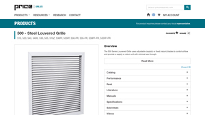 Price Industries - 500 Steel Louvered Grille