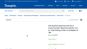 Swagelok - 316 Stainless Steel Ferrule Set