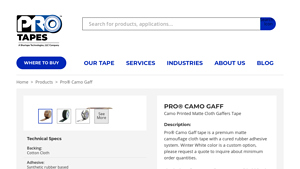 Pro® - Camo Gaff Camo Printed Matte Cloth Gaffers Tape