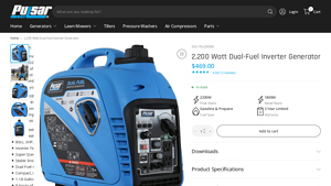 Pulsar - PG2200BiS Gasoline & Propane Generator
