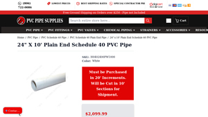 Georg Fischer - 24 x 10' Plain End Schedule 40 PVC Pipe