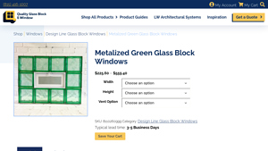 Quality Glass Block - Metalized Green Glass Block Windows