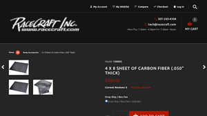 Racecraft - 4 x 8 Sheet of Carbon Fiber