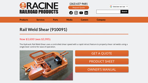 Racine Railroad - Rail Weld Shear